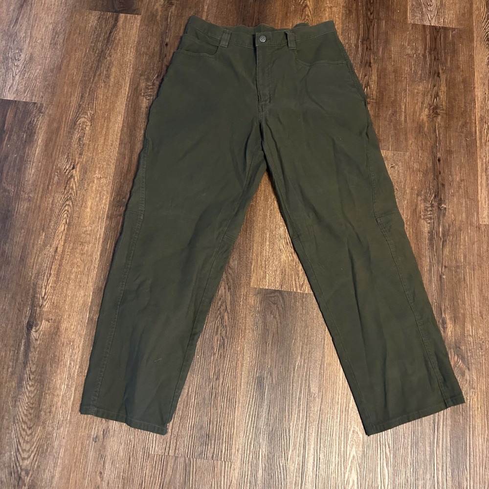 Patagonia Mens Organic Cotton Canvas Pants Olive Green Straight Leg Size 34x30